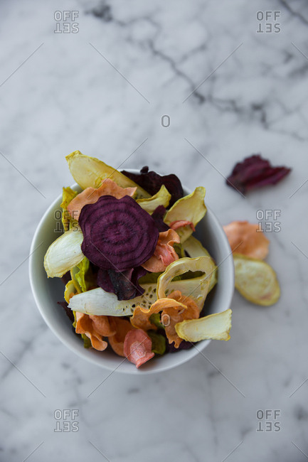 Bowl full of veggie chips