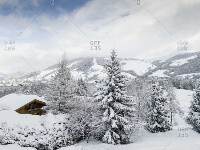 Secluded Cabin In Snowy Mountain Resort Stock Photo Offset