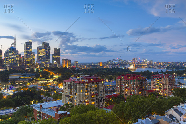 January 2 2018 View Of Skyline At Sunset Sydney New South