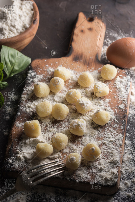 Raw gnocchi, typical Italian made of potato, flour and egg dish