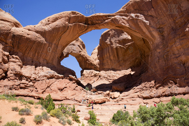 Double arch geological formation in Arches National Park