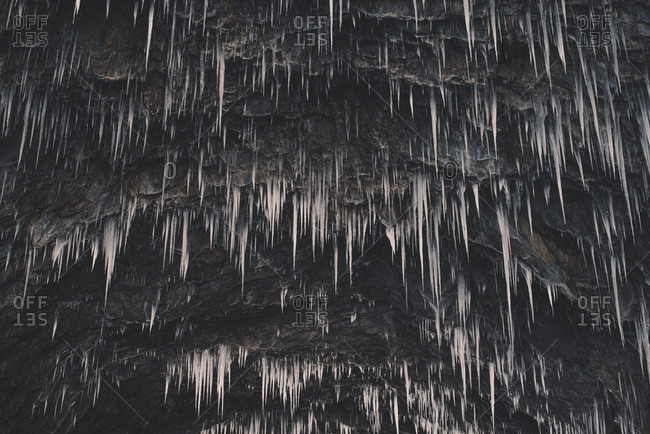 Icicles hanging on rock - Offset