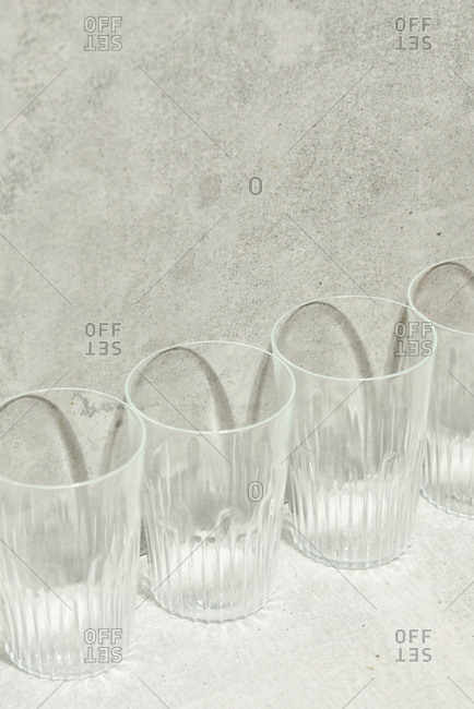 Vintage glassware on concrete background