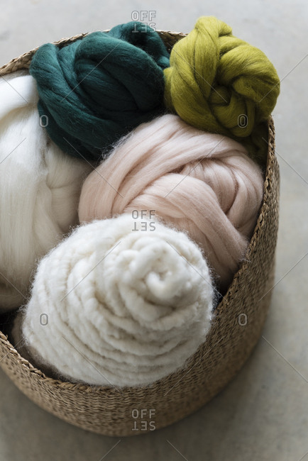 Pile of Colorful Yarn Balls stock photo