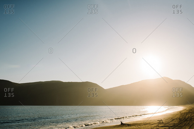 Sun setting the Alaskan coast