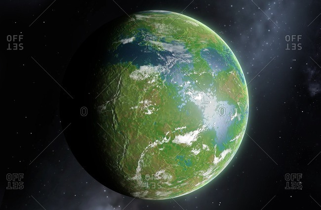 Illustration of the planet Venus as it may appear in the future after terraforming