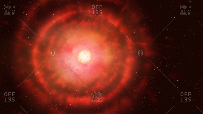 Illustration of a red giant star shedding its outer layers