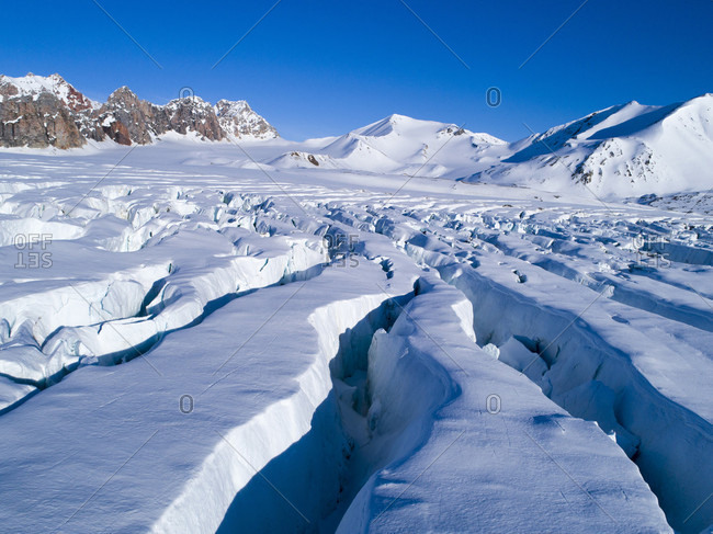Crevasses in glacier, Krossfjorden, Spitsbergen, Svalbard and Jan Mayen, Norway