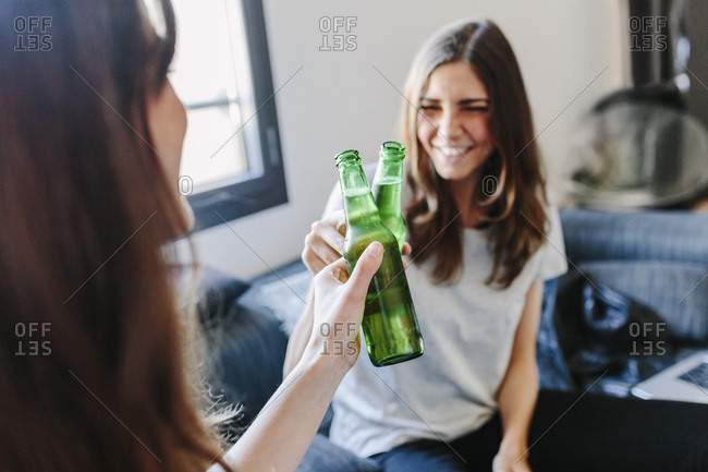 Women drinking beer together