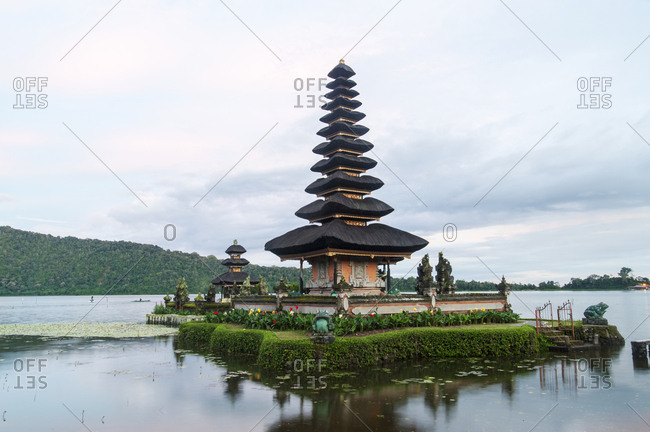 Bratan Temple in the middle of lake in Bali, Indonesia