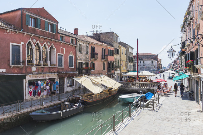 Venice, Italy - May 12, 2018: Sunny morning view of Via Giuseppe Garibaldi