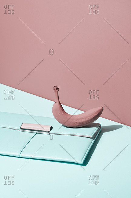 Fashion ladies handbag and painted banana