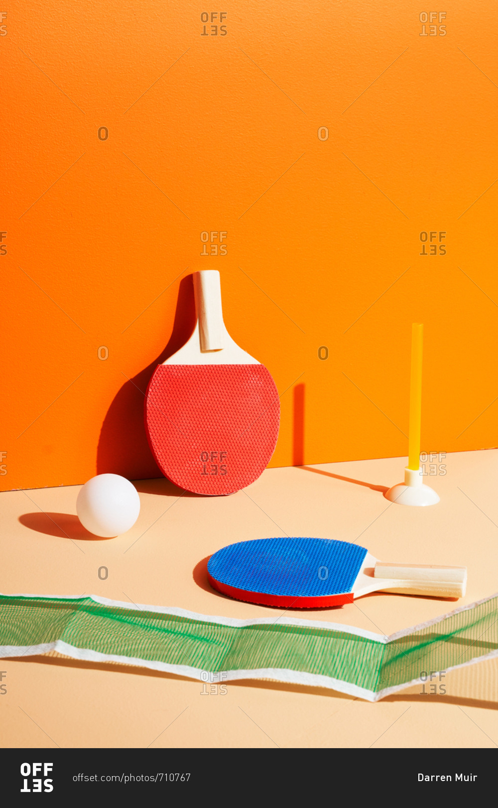 Ping pong set on orange background
