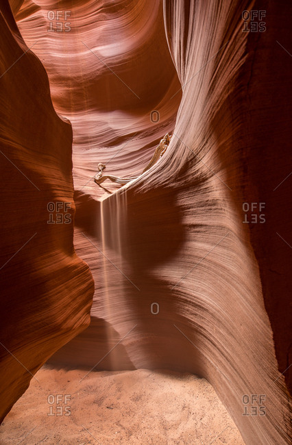 Sandstone abstract and sand waterfall in Secret Canyon