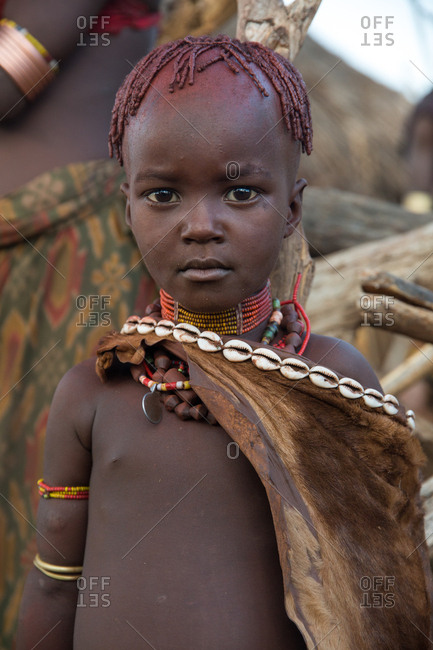 Ethiopia - November, 25, 2014: Close-up view of lovely black toddler smiling and looking at camera