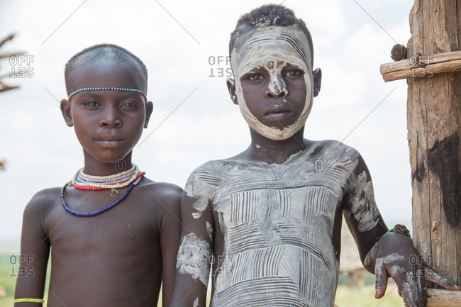 Ethiopia - November, 25, 2014: Close-up view of lovely black toddler smiling and looking at camera
