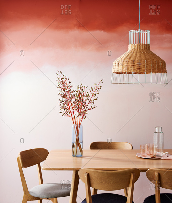 Dining table with Ombre Wall Color