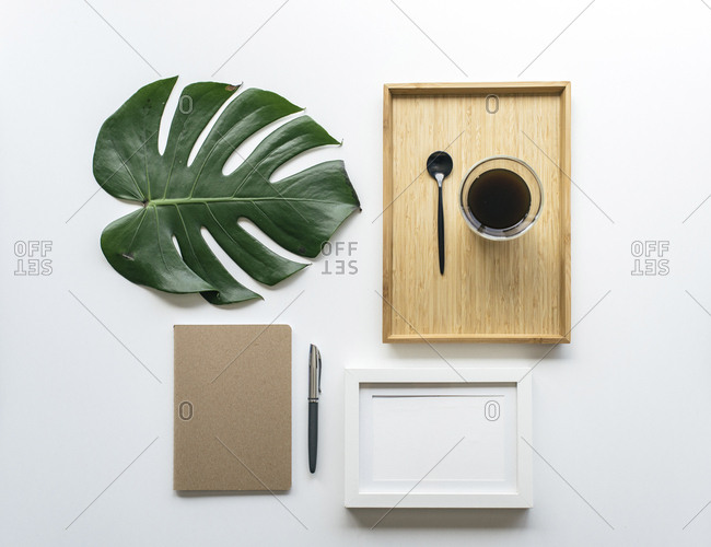 Concept flat lay with modern office supplies from eco friendly sustainable  materials. Flat lay on office table without single use plastic to reduce wa  Stock Photo - Alamy