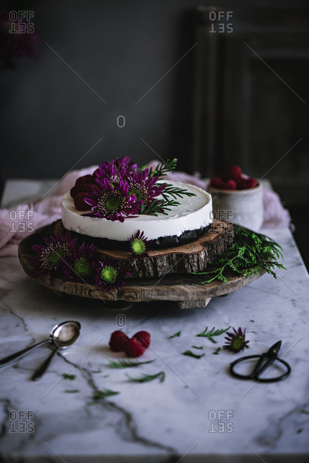 Yummy cake with flowers