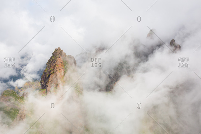 Landscape of cloudy mountains