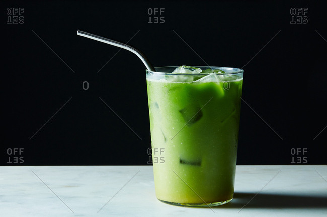 Peaches and cream iced matcha