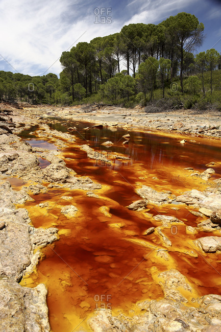 Spain- Andalusia- water of the Rio Tinto- colored by dissolved minerals- primarily iron