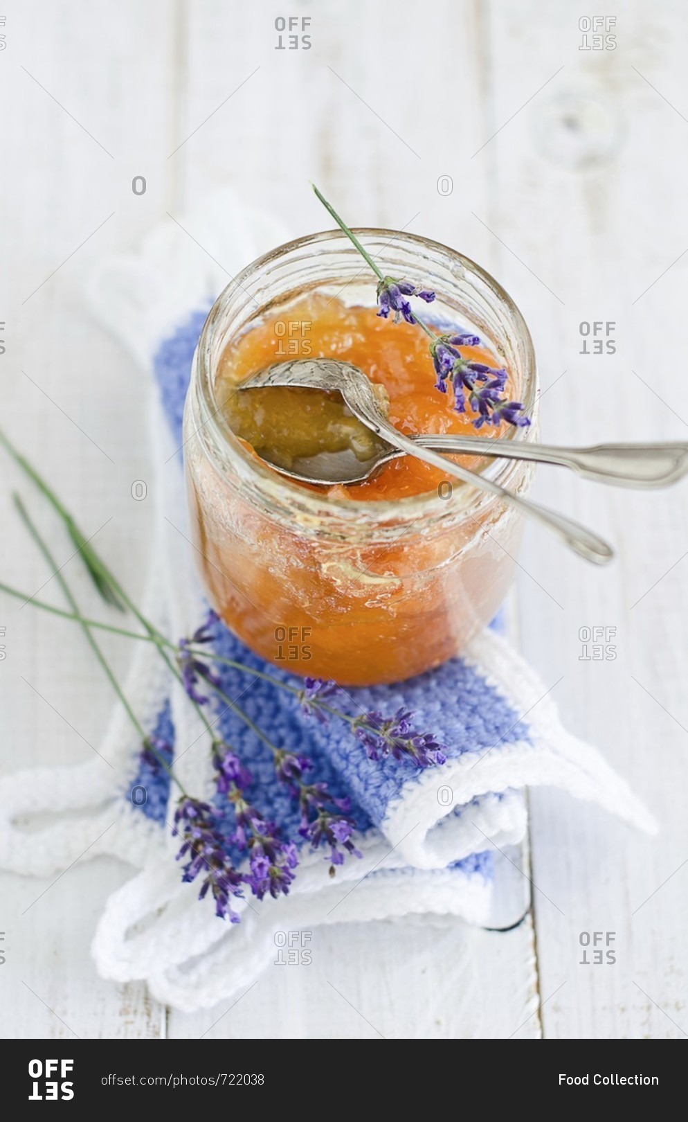 Melon jam with lavender flowers