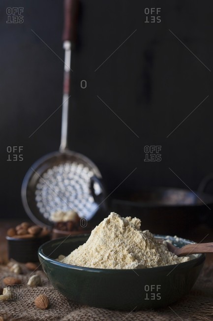 Ingredients for boodni ladoo (sweet, fried dumplings, India)