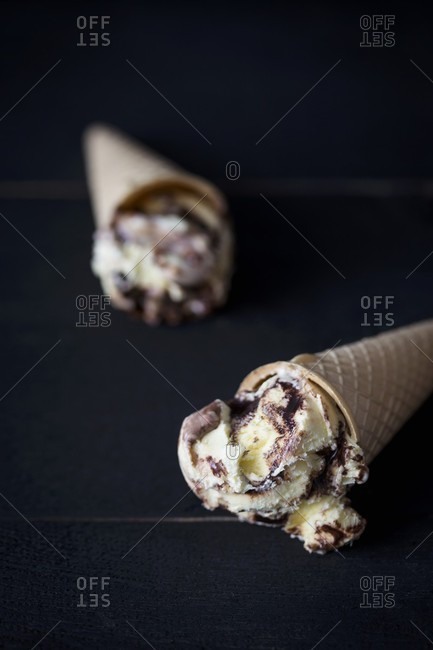 Tiramisu ice cream in cones