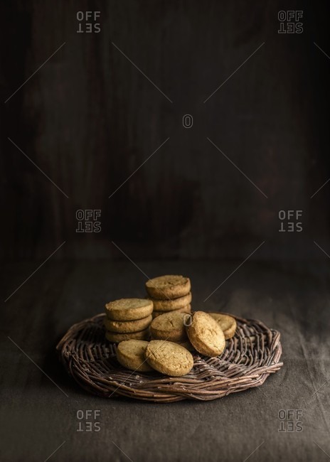 Biscuits on a wicker plate