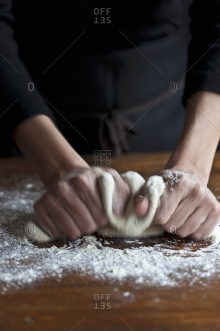 Bread dough being knead - Offset