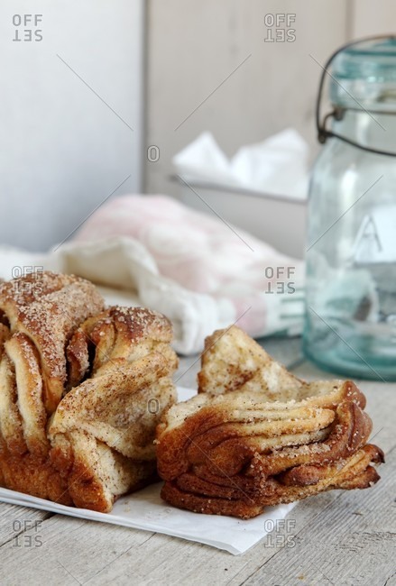 Cinnamon cake on a wooden table
