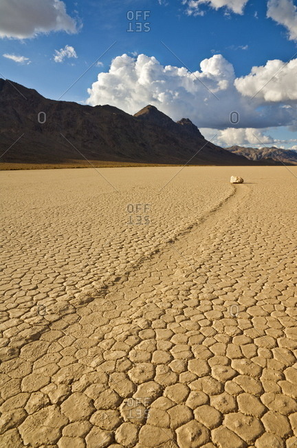 The Grandstand in Racetrack Valley, a dried lake bed known for its sliding rocks on the Racetrack Playa, Death Valley National Park, California, United States of America, North America