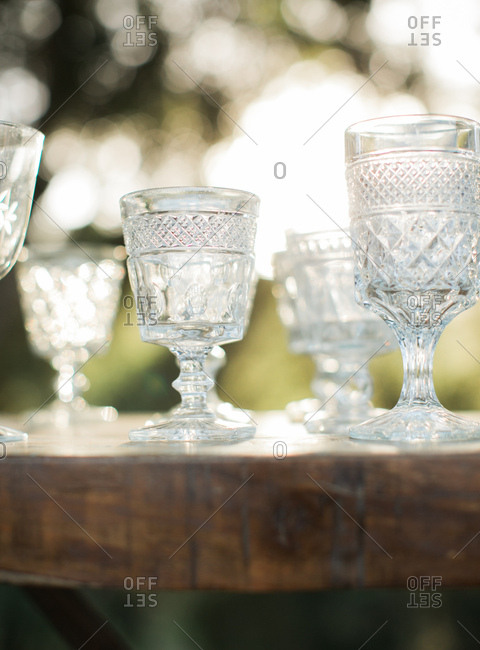 Stemware on rustic wooden table
