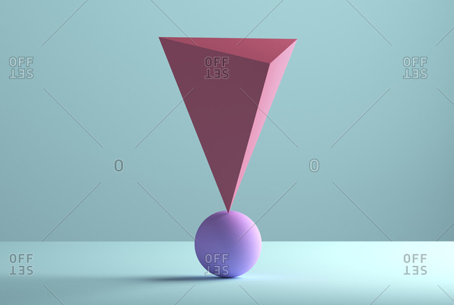 Pyramid balancing on a sphere, 3D Rendering