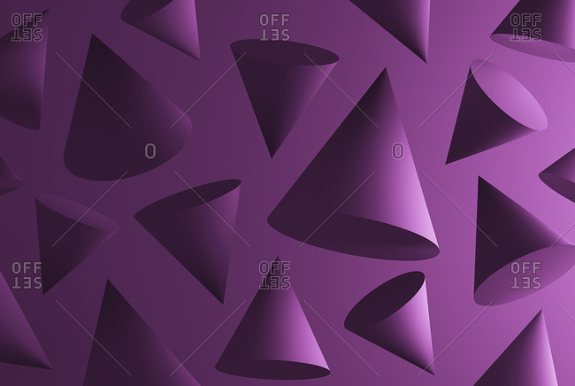 Purple cones in front of purple background