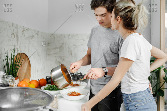 girlfriend cooking for boyfriend