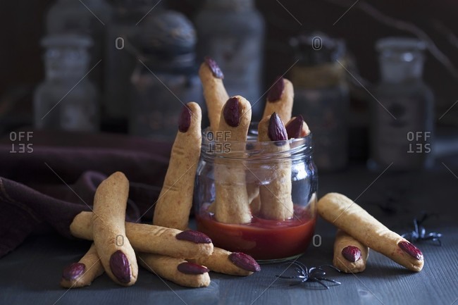 Witch finger cookies for Halloween