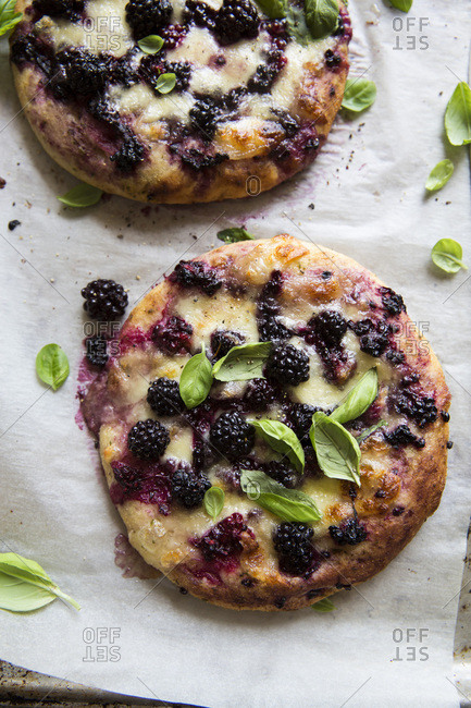 A rustic blackberry pizza