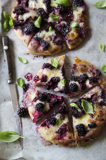 A rustic blackberry pizza