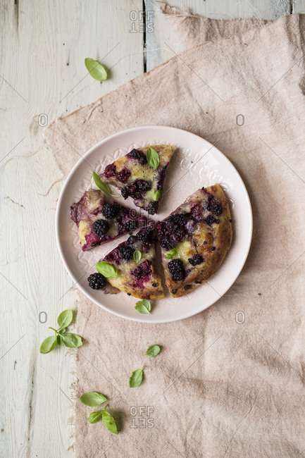 A rustic blackberry pizza