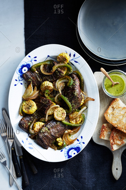 Overhead view of Cuban steak
