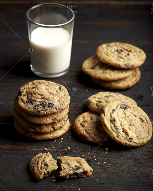 Side lit milk and cookies