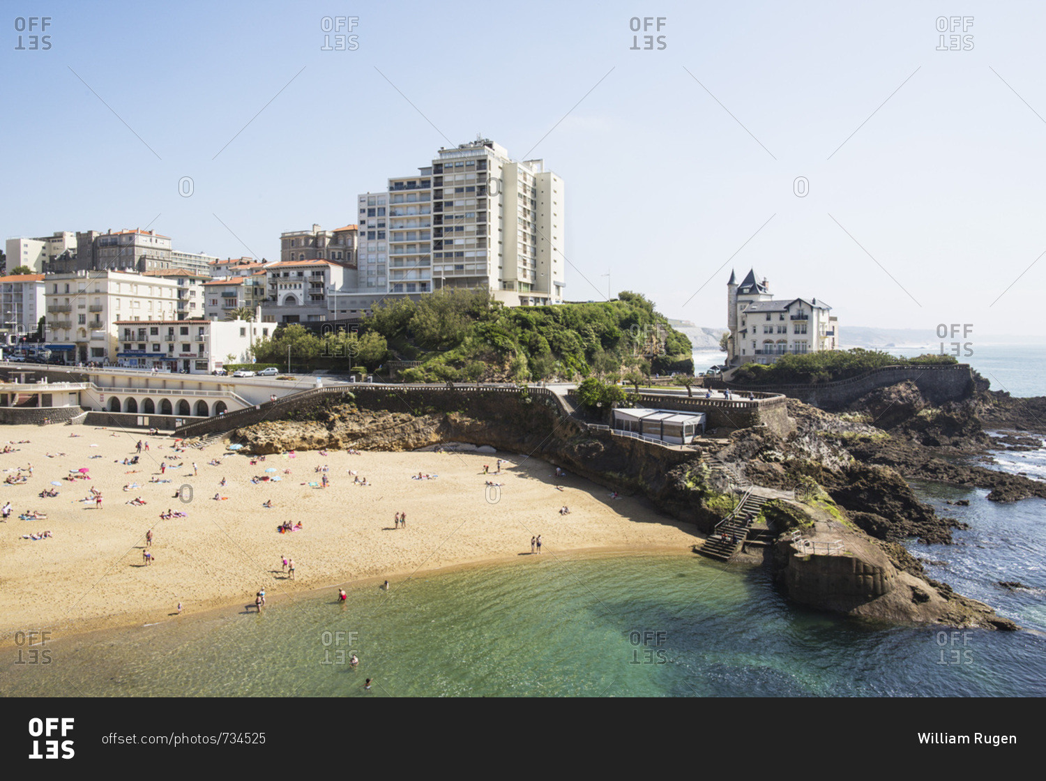 May 22, 2018 People at the beach beach of Port Vieux, Biarritz, France