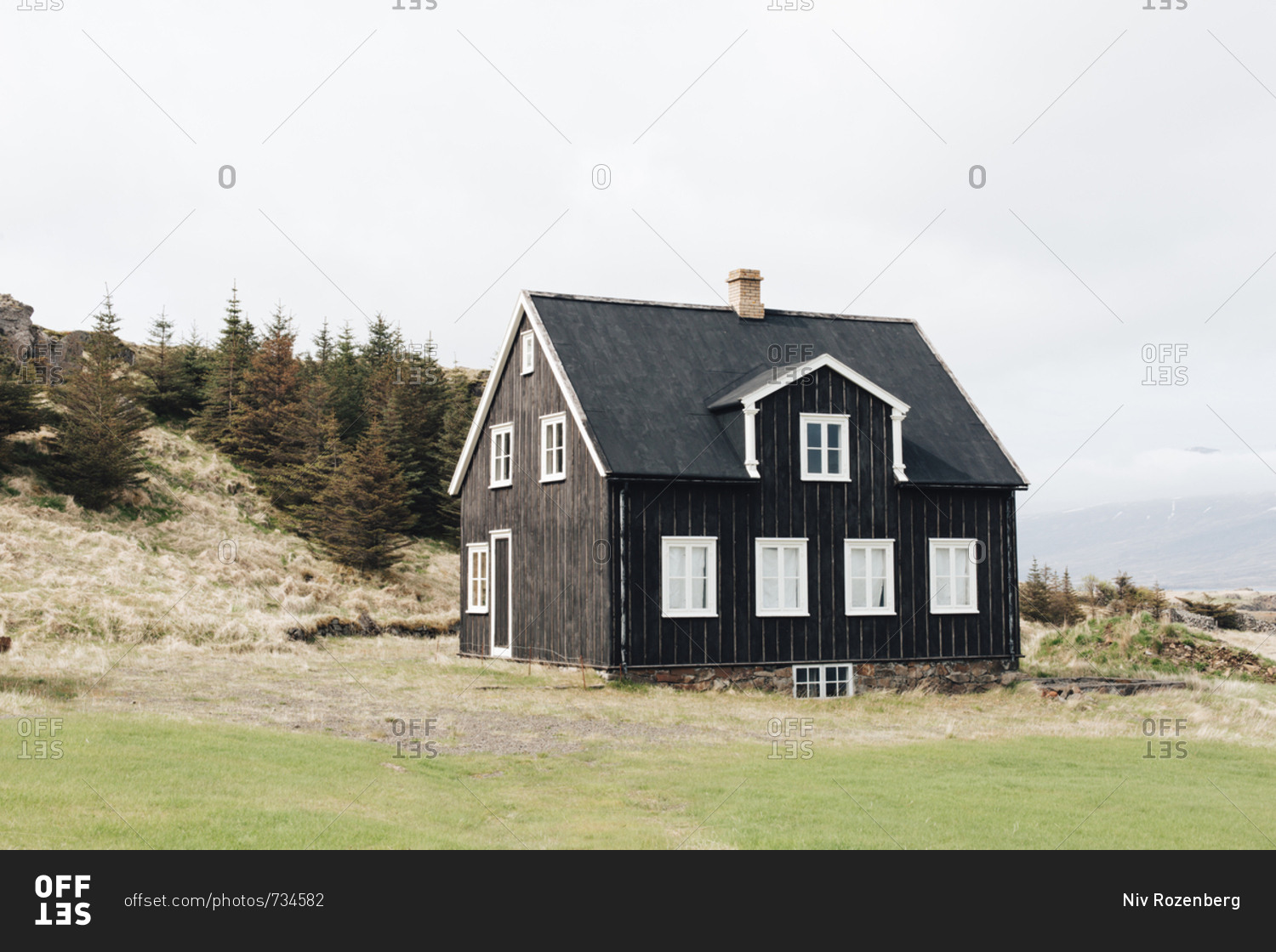 Black House By East Fjords In Iceland Stock Photo - Offset