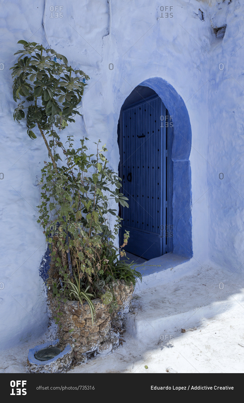 Chaouen the blue city of Morocco, streets, doors, windows,
details stock photo - OFFSET