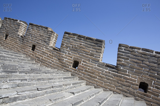 Steps and brick wall along the Great Wall, Mutiny Village, Beijing, China