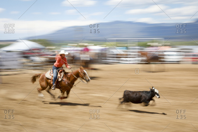 Taos, New Mexico, USA - June 18, 2018: Small town rodeo action