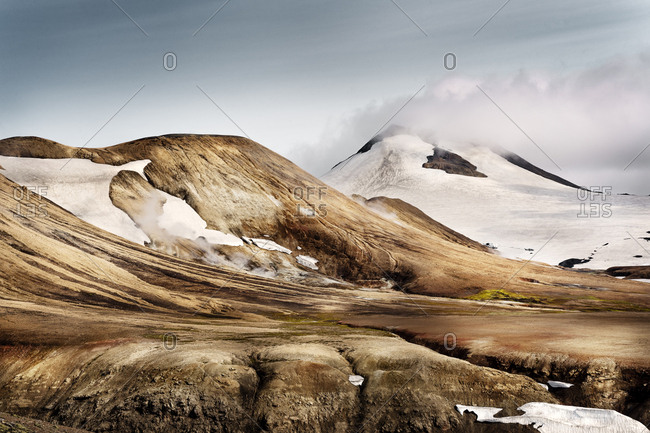 Iceland- South West- Landmannalaugar- Reykjafell- landscape and snow