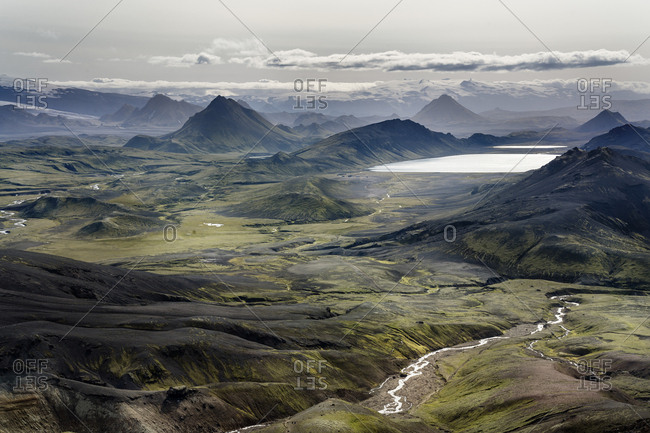 Iceland- South West- View from Laugavegur trail from Landmannalaugar to Porsmoerk